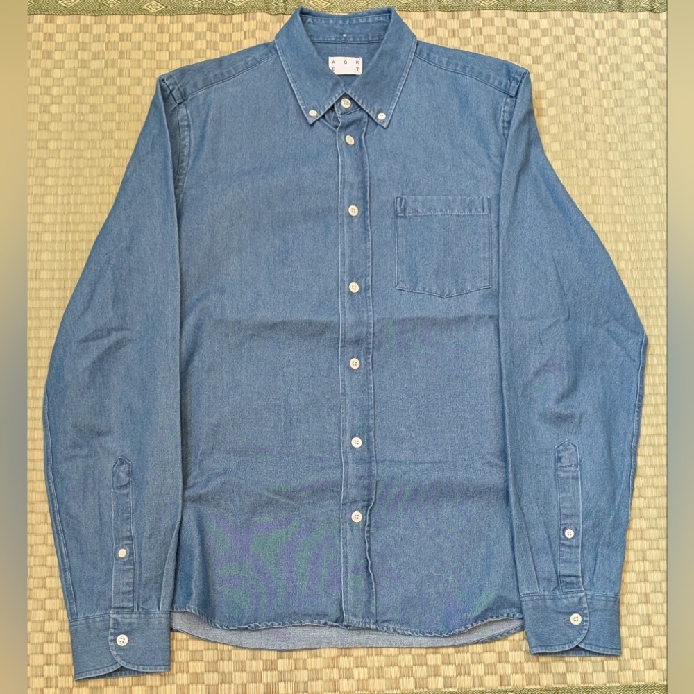 Asket The Denim Shirt Mid Wash Men's Size Small Made in Portugal